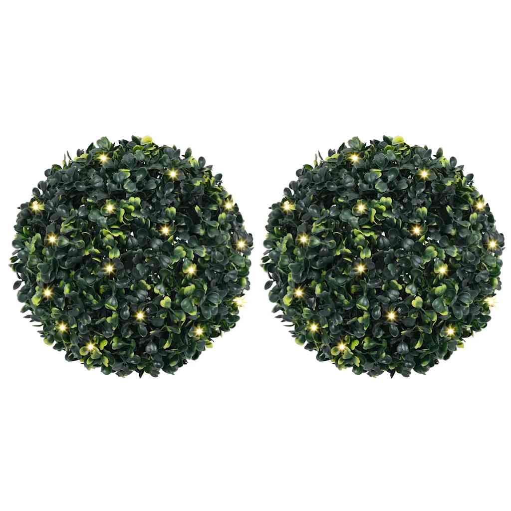 Kunstbuxusballen met LED-verlichting 2 st 45 cm groen is nu te koop bij PeponiXL, paradijselijk wonen!