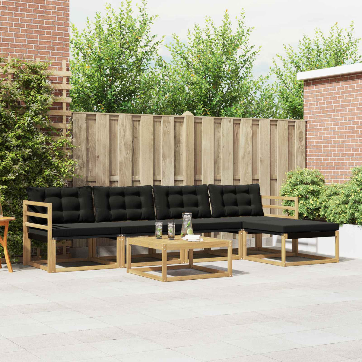 Buiten bankenset 6 pcs Wit en zwart 79 x 79 x 37 cm is nu te koop bij PeponiXL, paradijselijk wonen!