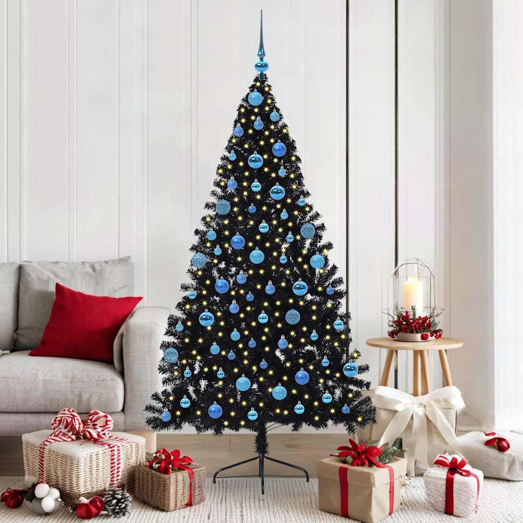 Kunstmatig Voorverlicht Kerstboom met 300 LED Zwart 180 cm PVC is nu te koop bij PeponiXL, paradijselijk wonen!