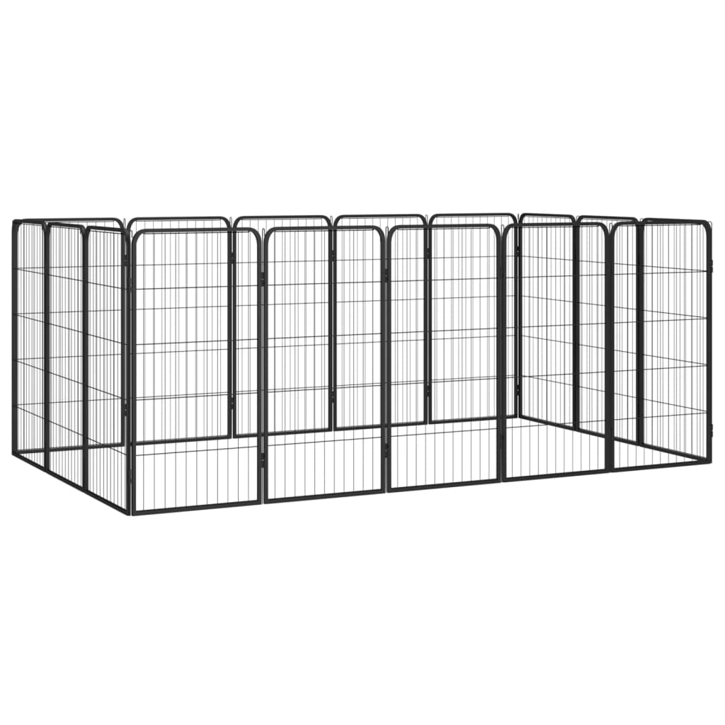 Hondenkennel 16 panelen 50 x 100 cm gepoedercoat staal zwart is nu te koop bij PeponiXL, paradijselijk wonen!