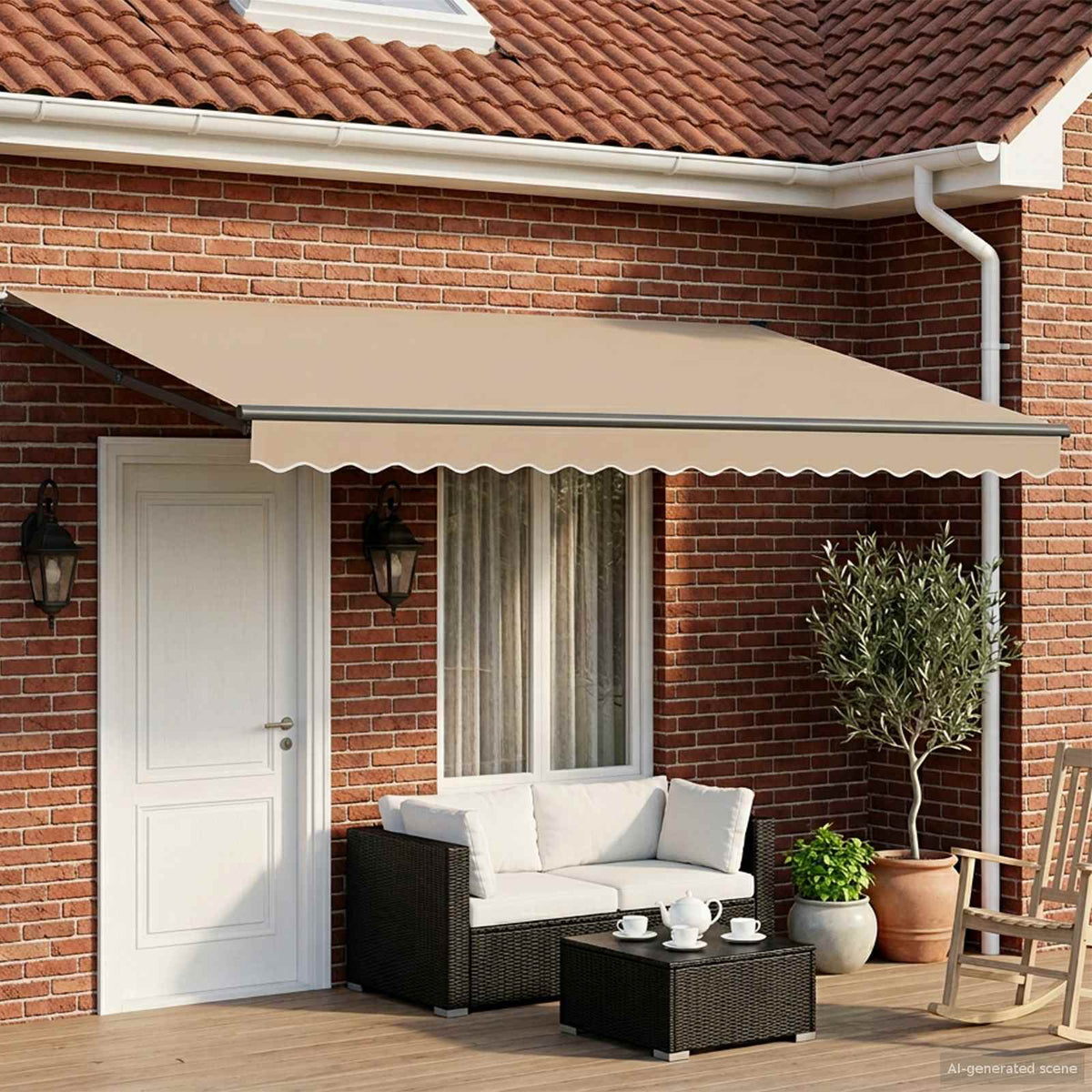 Elektrisch Uittrekbaar Zonnescherm Beige en Antraciet 4 × 3 m is nu te koop bij PeponiXL, paradijselijk wonen!