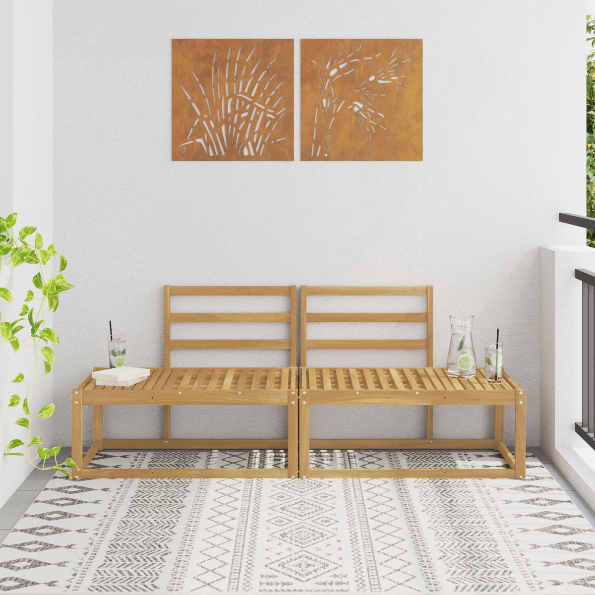 Buiten Eind Sofa 2 Stuk Wit 182,5 x 63 x 73 cm is nu te koop bij PeponiXL, paradijselijk wonen!