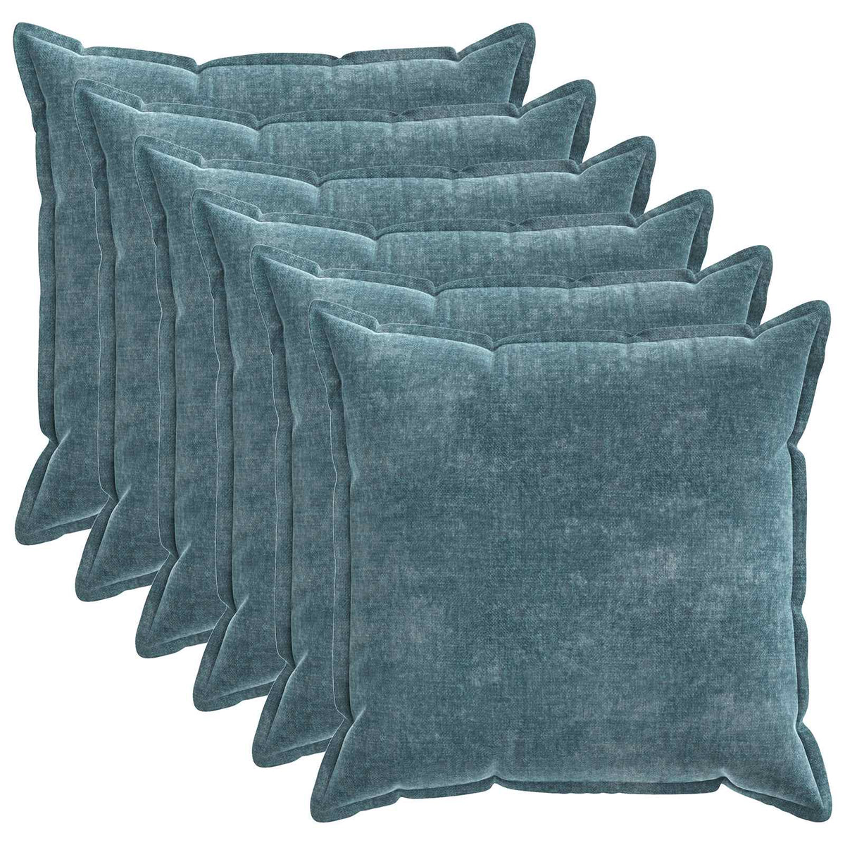 Kussensloop 6 st HOUTEN Blauw 65 x 65 cm Chenille Stof is nu te koop bij PeponiXL, paradijselijk wonen!