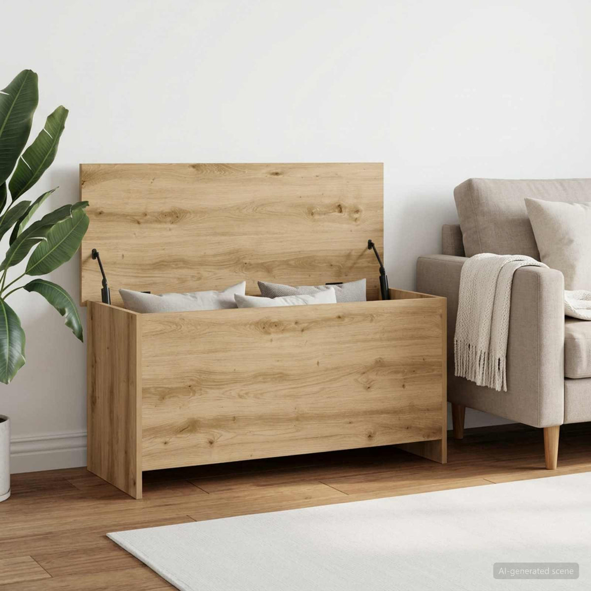 Opbergkist Artisanaal eiken 100 x 40 x 50 cm Bewerkt hout is nu te koop bij PeponiXL, paradijselijk wonen!