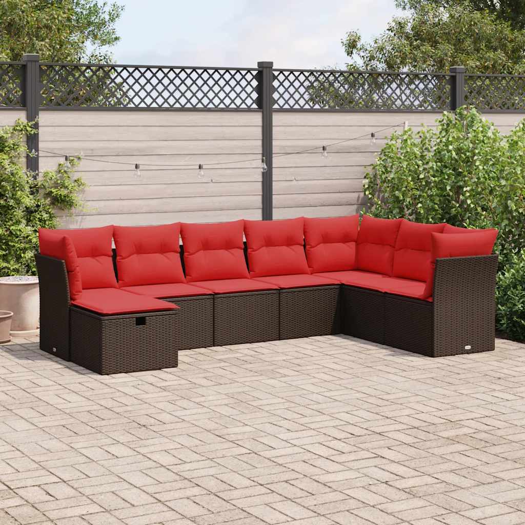 8-delige Loungeset met kussens poly rattan bruin is nu te koop bij PeponiXL, paradijselijk wonen!