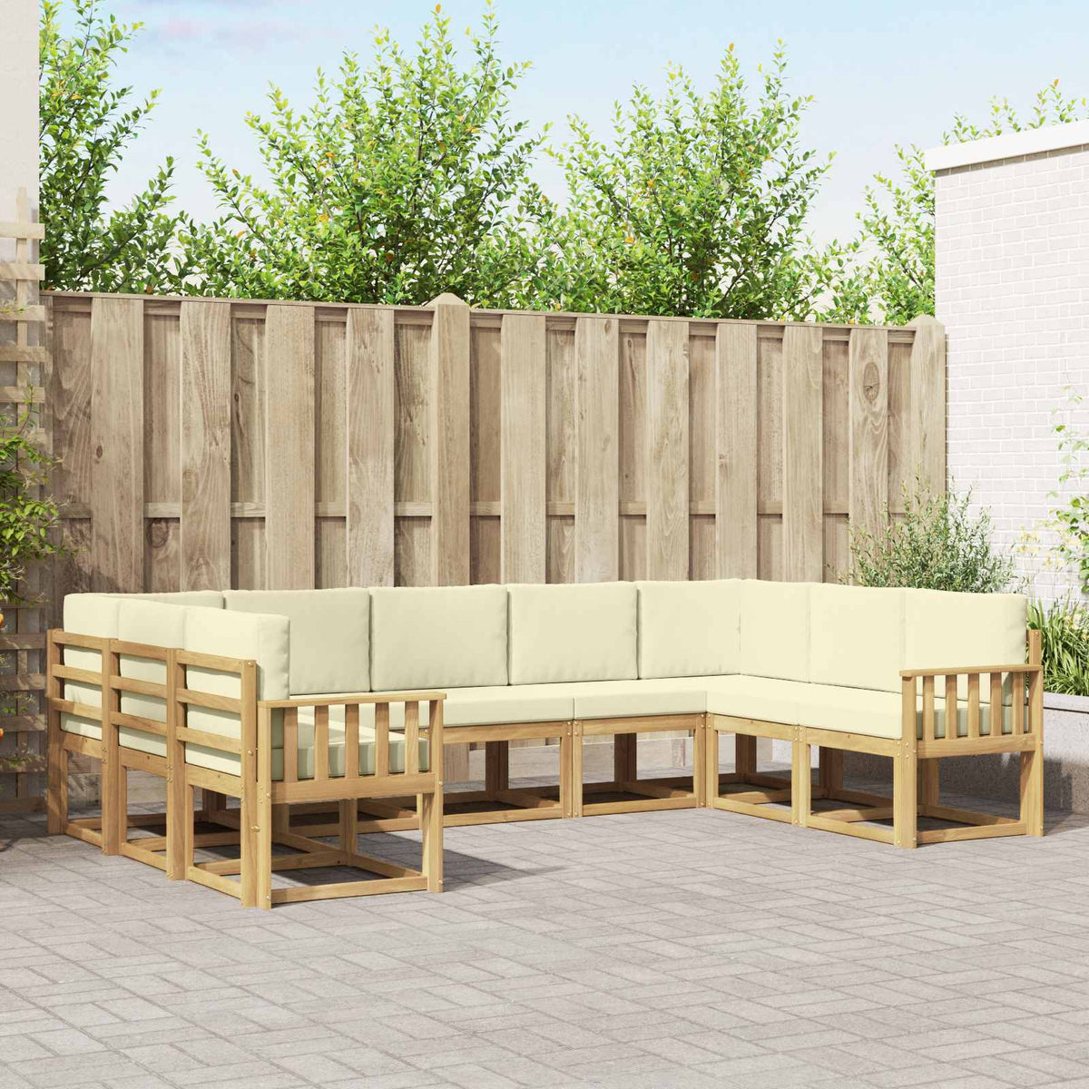 Buiten bankenset met kussen 9 pcs Wit en crèmekleurig is nu te koop bij PeponiXL, paradijselijk wonen!