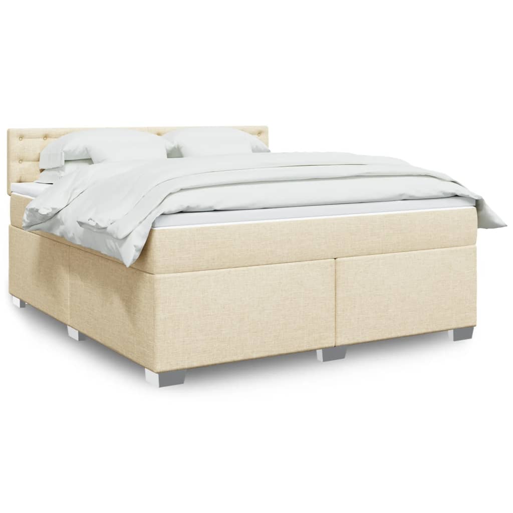 Boxspring met matras stof crèmekleurig 180x200 cm is nu te koop bij PeponiXL, paradijselijk wonen!