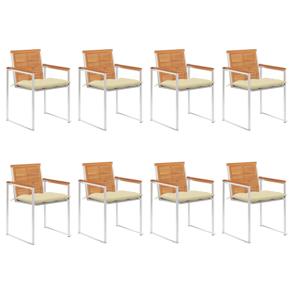 Tuinstoelen 8 st met kussens massief acaciahout is nu te koop bij PeponiXL, paradijselijk wonen!