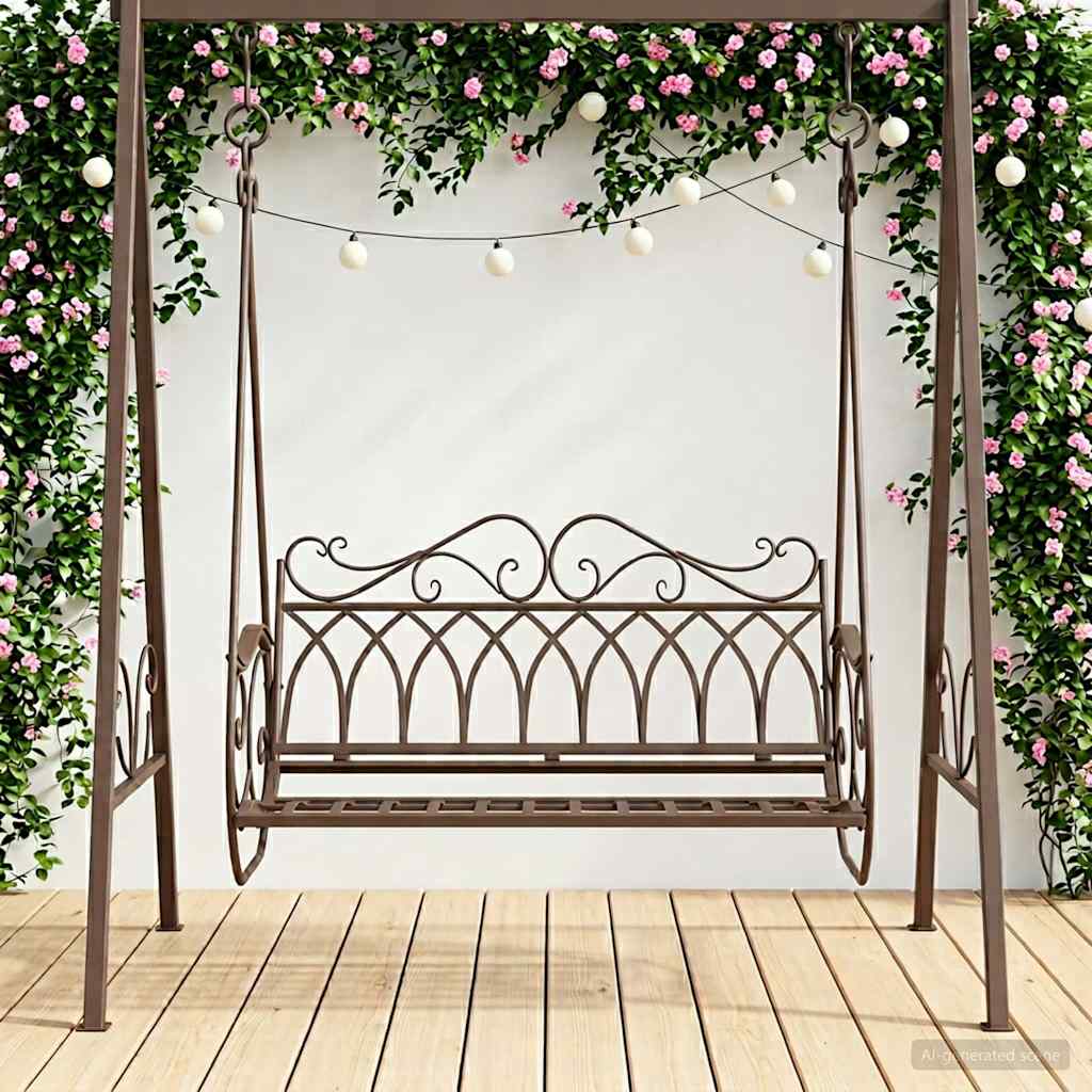 Schommelbank Staal 112 x 60 x 126,5 cm Antiek Bruin is nu te koop bij PeponiXL, paradijselijk wonen!