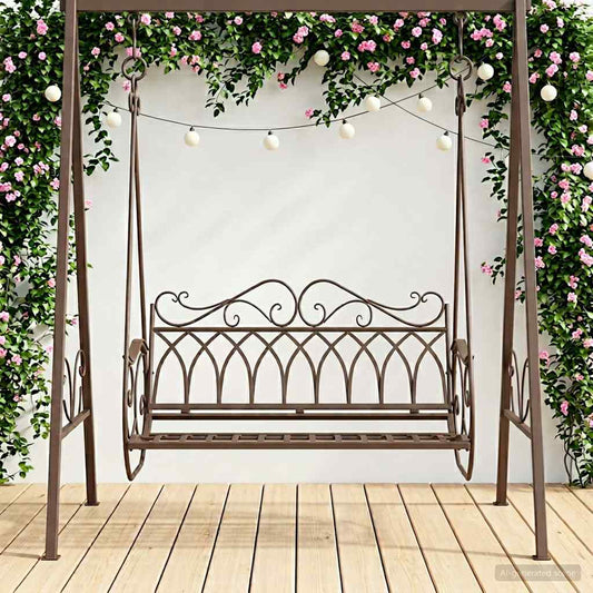 Schommelbank Staal 112 x 60 x 126,5 cm Antiek Bruin is nu te koop bij PeponiXL, paradijselijk wonen!