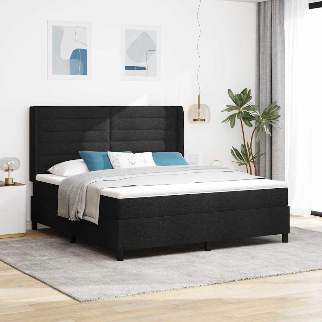 LED Box Spring Bed met matras Zwart 180 x 200 cm Stof is nu te koop bij PeponiXL, paradijselijk wonen!