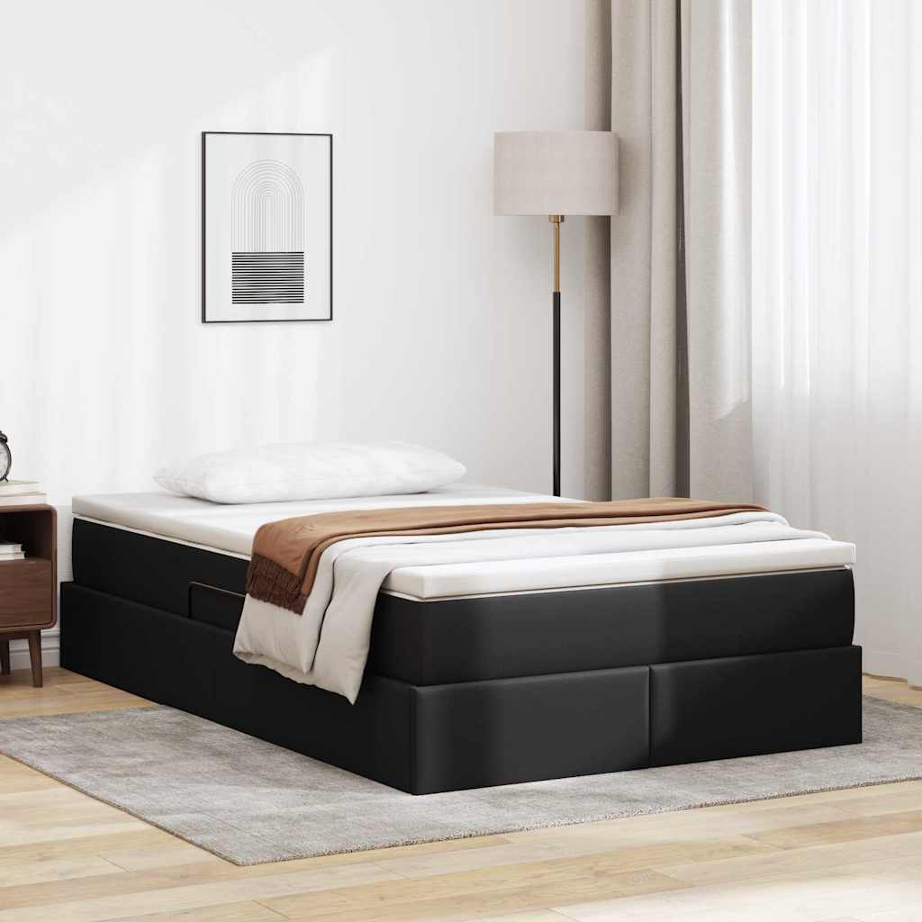 Opslag bed met matras met matras Zwart 120 x 200 cm Nep Leer is nu te koop bij PeponiXL, paradijselijk wonen!
