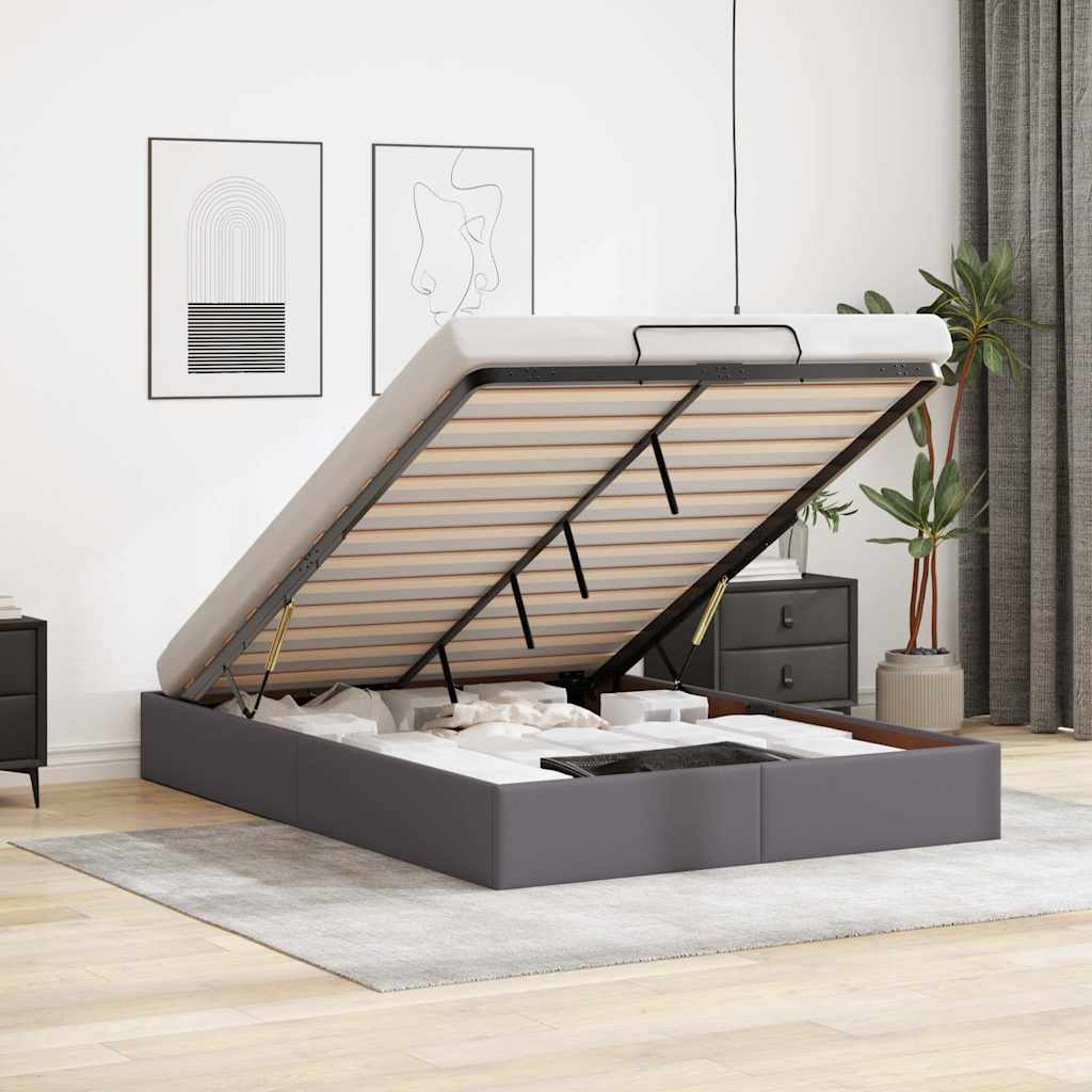 Bedframe zonder matras 140x190 cm kunstleer grijs is nu te koop bij PeponiXL, paradijselijk wonen!
