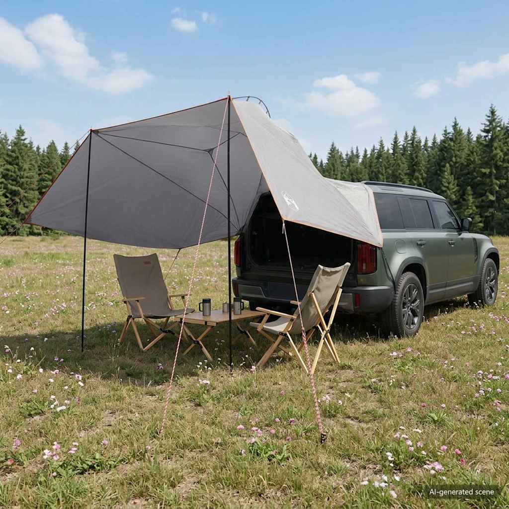 Autotent Grijs en Oranje 350 x 250 cm Polyester en staal is nu te koop bij PeponiXL, paradijselijk wonen!
