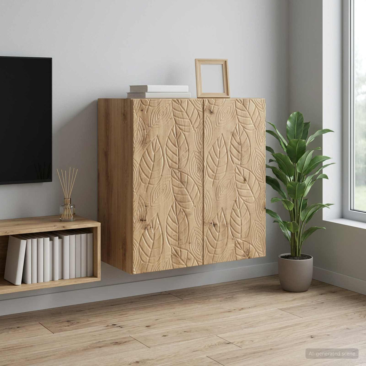 Wandkast 59 x 31 x 60 cm Bewerkt hout Artisanaal eiken is nu te koop bij PeponiXL, paradijselijk wonen!
