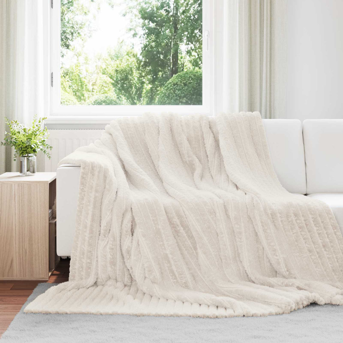 Gooi Deken Crème 240 x 220 cm Fleece is nu te koop bij PeponiXL, paradijselijk wonen!