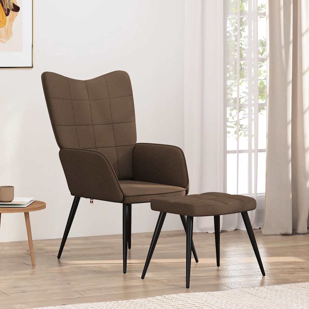 Relaxstoel met voetenbank stof bruin is nu te koop bij PeponiXL, paradijselijk wonen!