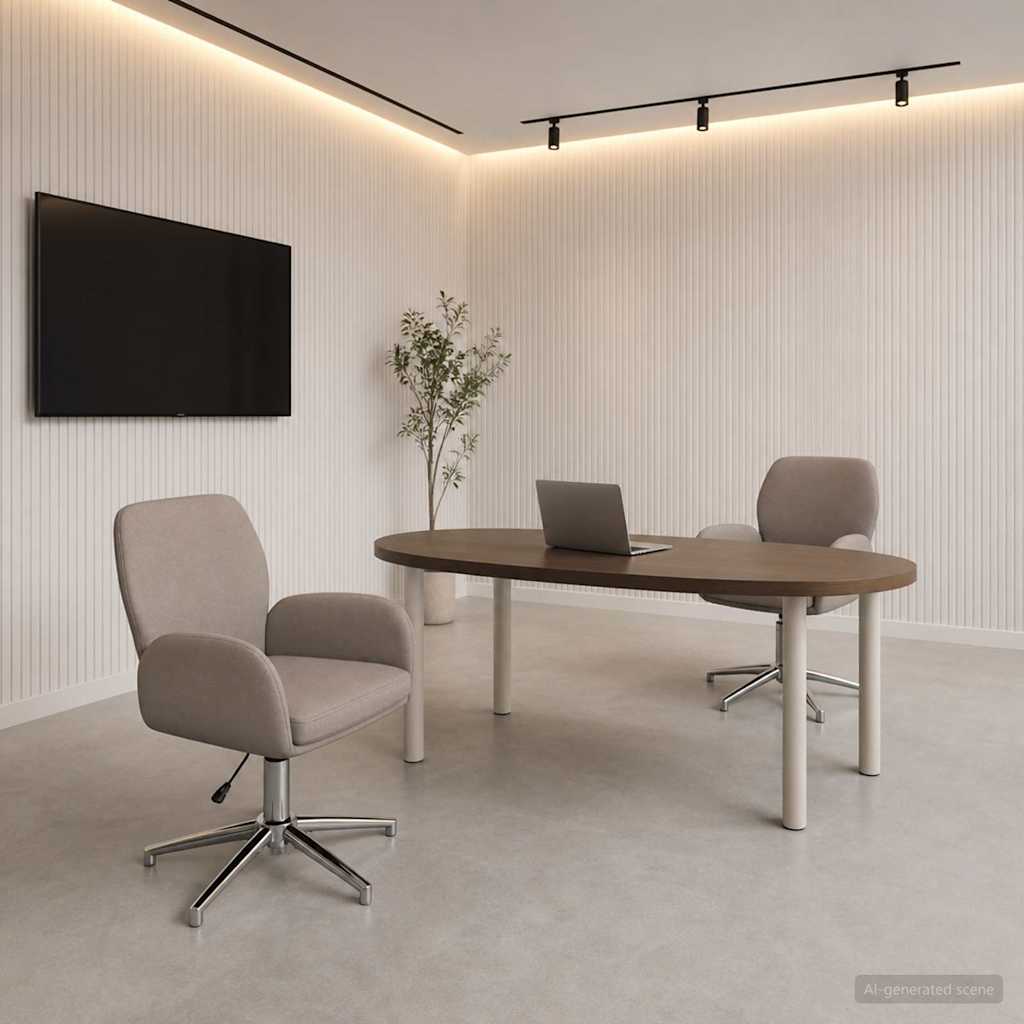 Draaiende Bureaustoelen 2 st 54 x 58 x 90 cm Taupe Stof is nu te koop bij PeponiXL, paradijselijk wonen!