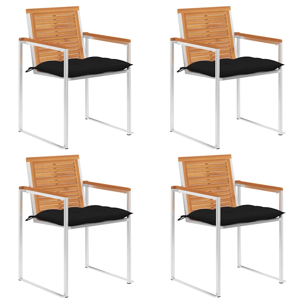 Tuinstoelen 4 st met kussens massief acaciahout is nu te koop bij PeponiXL, paradijselijk wonen!