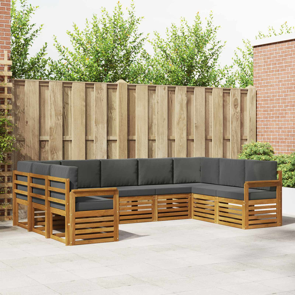Hoekbank Set met kussen 9 pcs Natuurlijk en Antraciet is nu te koop bij PeponiXL, paradijselijk wonen!