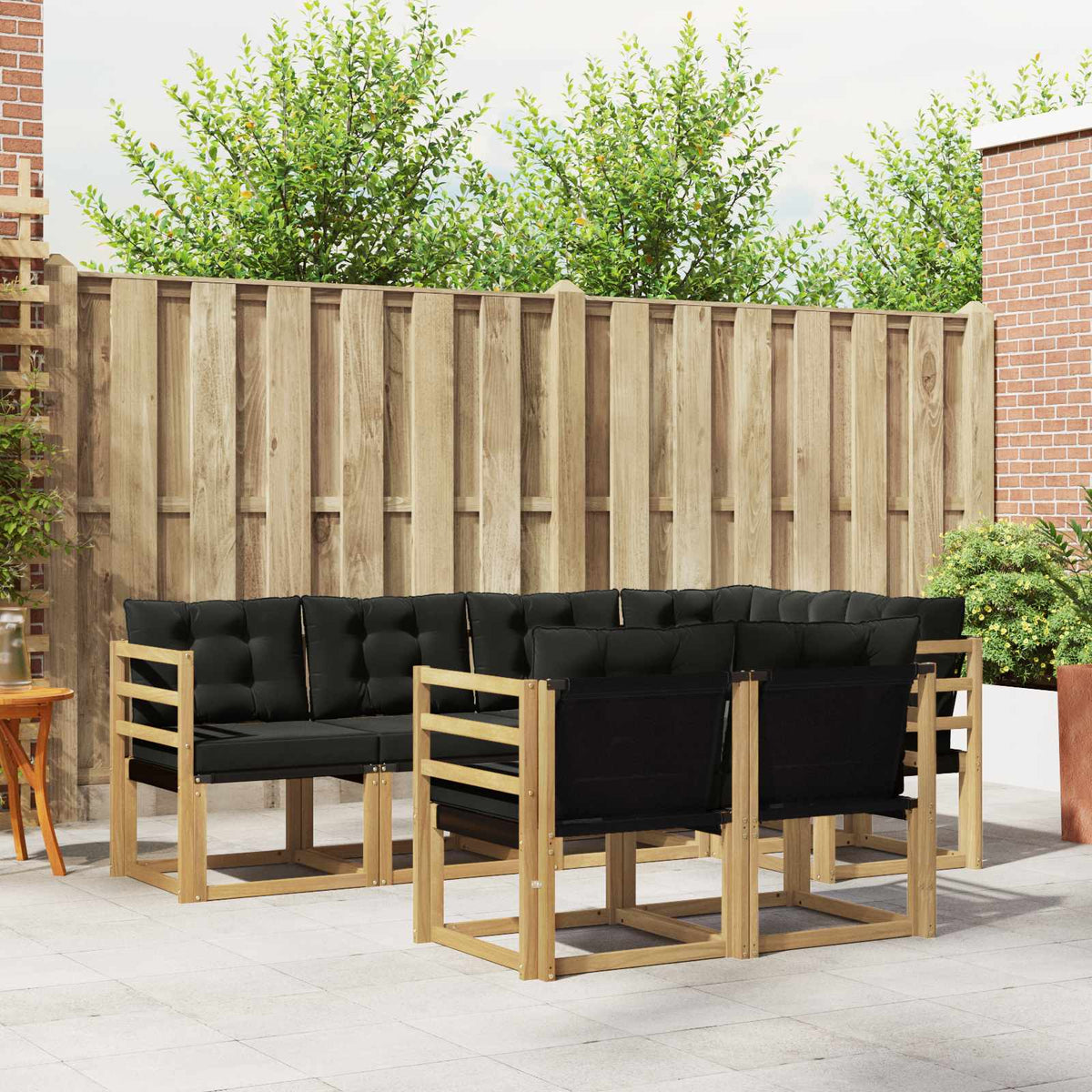 Buiten bankenset met kussen 7 pcs Wit en zwart is nu te koop bij PeponiXL, paradijselijk wonen!