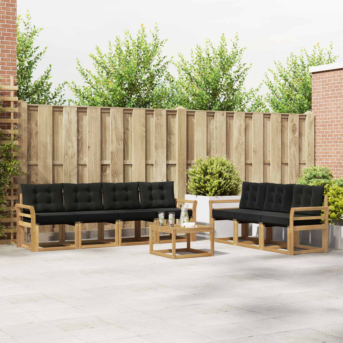 Buiten bankenset met kussen 8 pcs Wit en zwart is nu te koop bij PeponiXL, paradijselijk wonen!