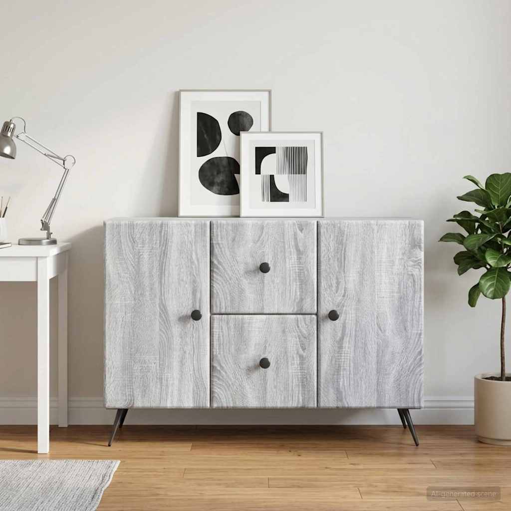 Dressoir met lade Grijs sonoma 89 x 34,5 x 60 cm Bewerkt hout is nu te koop bij PeponiXL, paradijselijk wonen!