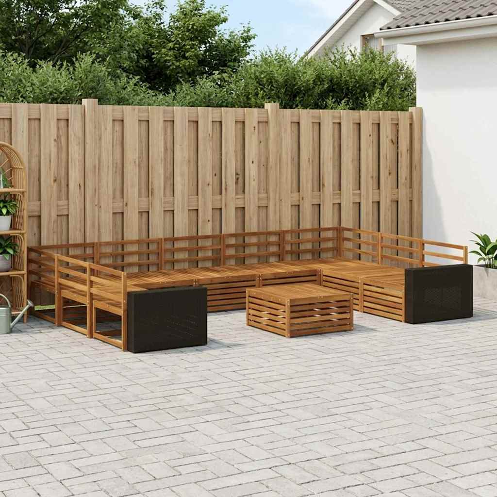 Buiten bankenset 10 pcs Naturel Massief Acaciahout is nu te koop bij PeponiXL, paradijselijk wonen!