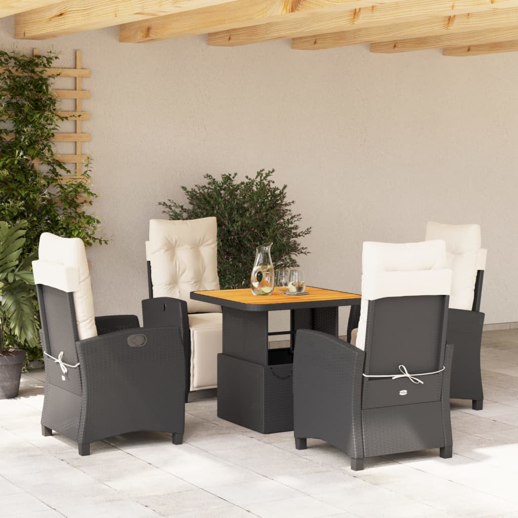 5-delige Tuinset met kussens poly rattan zwart is nu te koop bij PeponiXL, paradijselijk wonen!