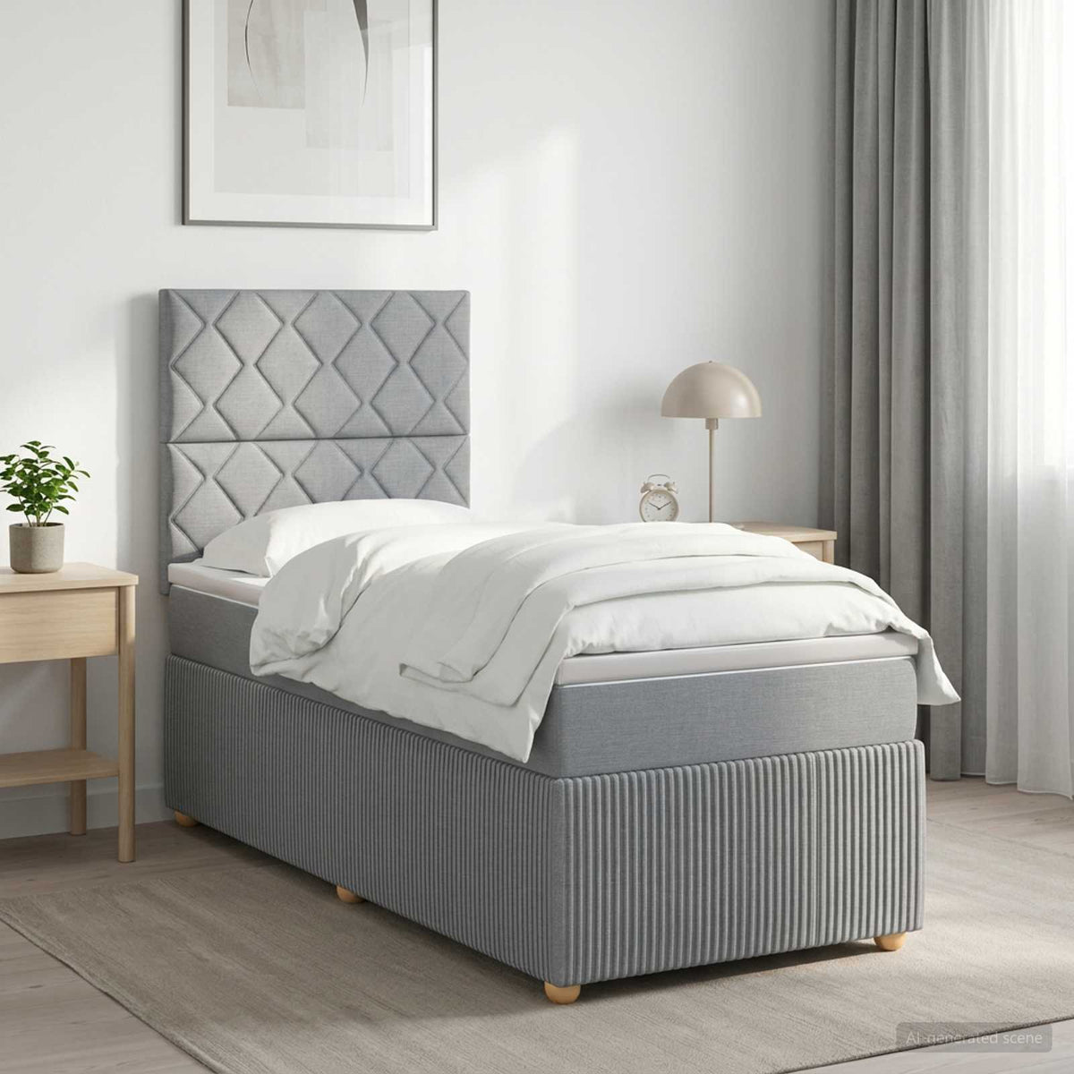 Boxspringbed met matras Lichtgrijs 100 x 200 cm Stof is nu te koop bij PeponiXL, paradijselijk wonen!