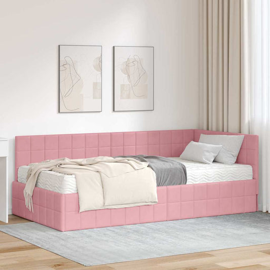 Hoekbedframe met Matras met hoofdeinde 2 pcs Grijs Fluweel is nu te koop bij PeponiXL, paradijselijk wonen!
