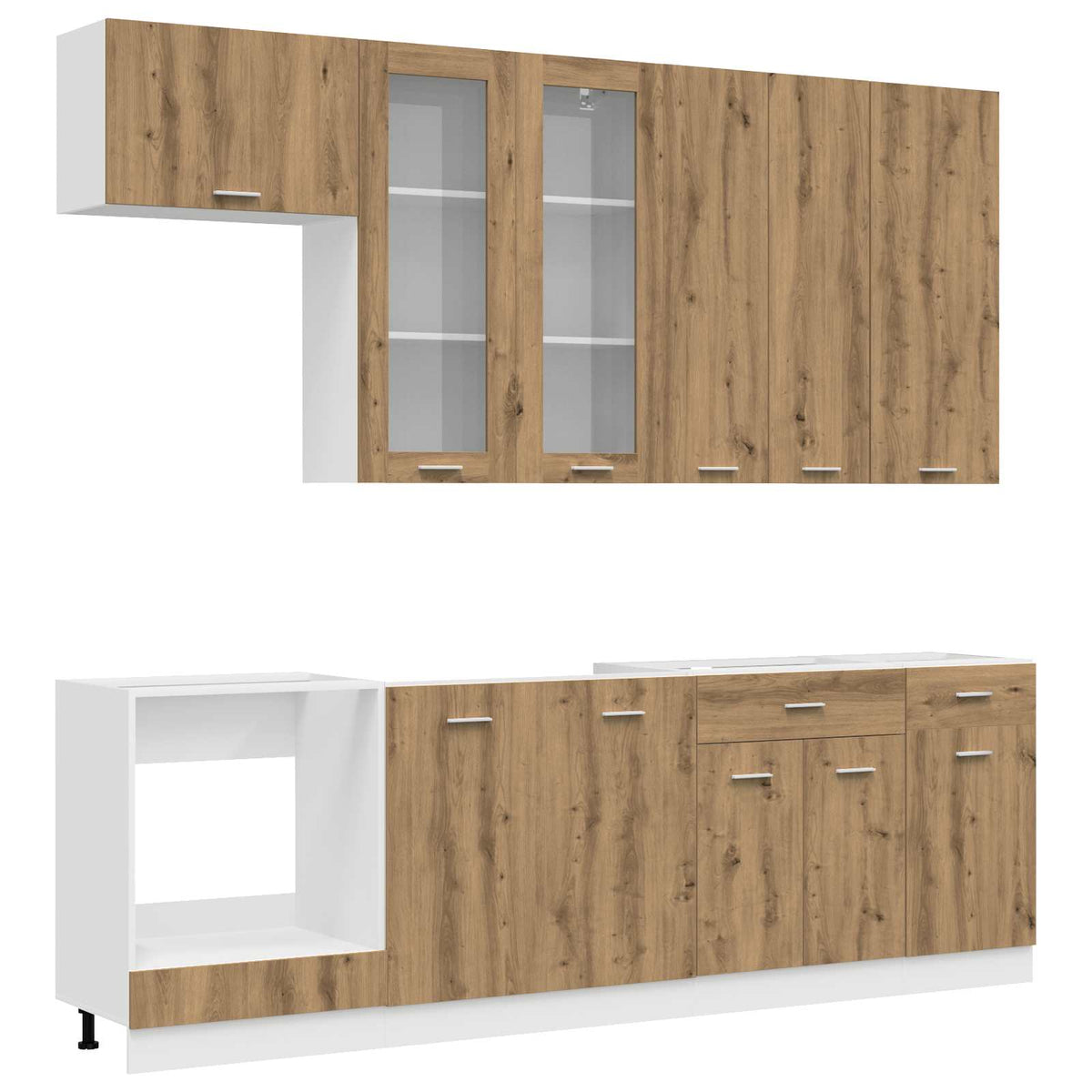 Keukenblok LYON 8 pcs Artisanaal eiken Bewerkt hout is nu te koop bij PeponiXL, paradijselijk wonen!