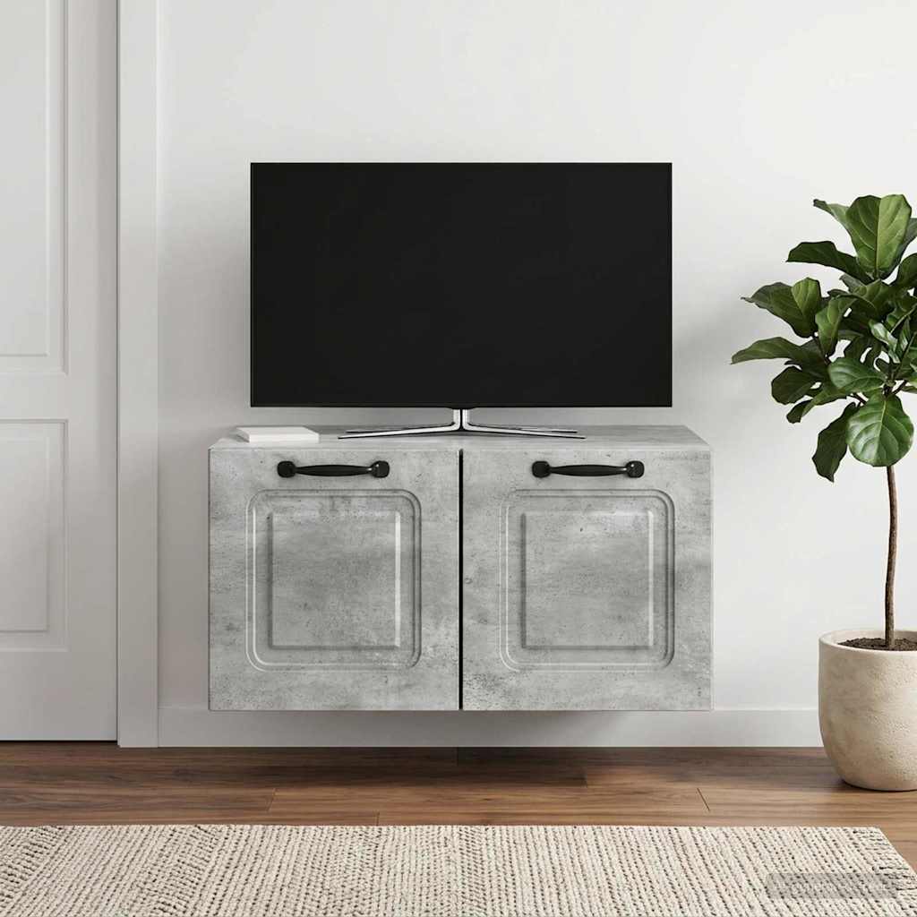 Wandbeugel TV-kast Betongrijs 59,5 x 41 x 30 cm Bewerkt hout is nu te koop bij PeponiXL, paradijselijk wonen!