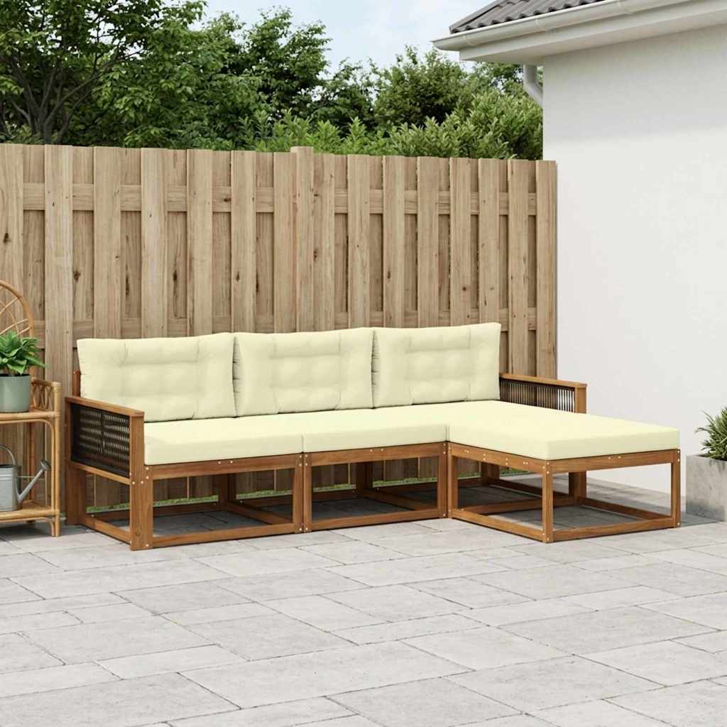 Buiten bankenset met kussen 4 pcs Natuurlijk en Crème is nu te koop bij PeponiXL, paradijselijk wonen!