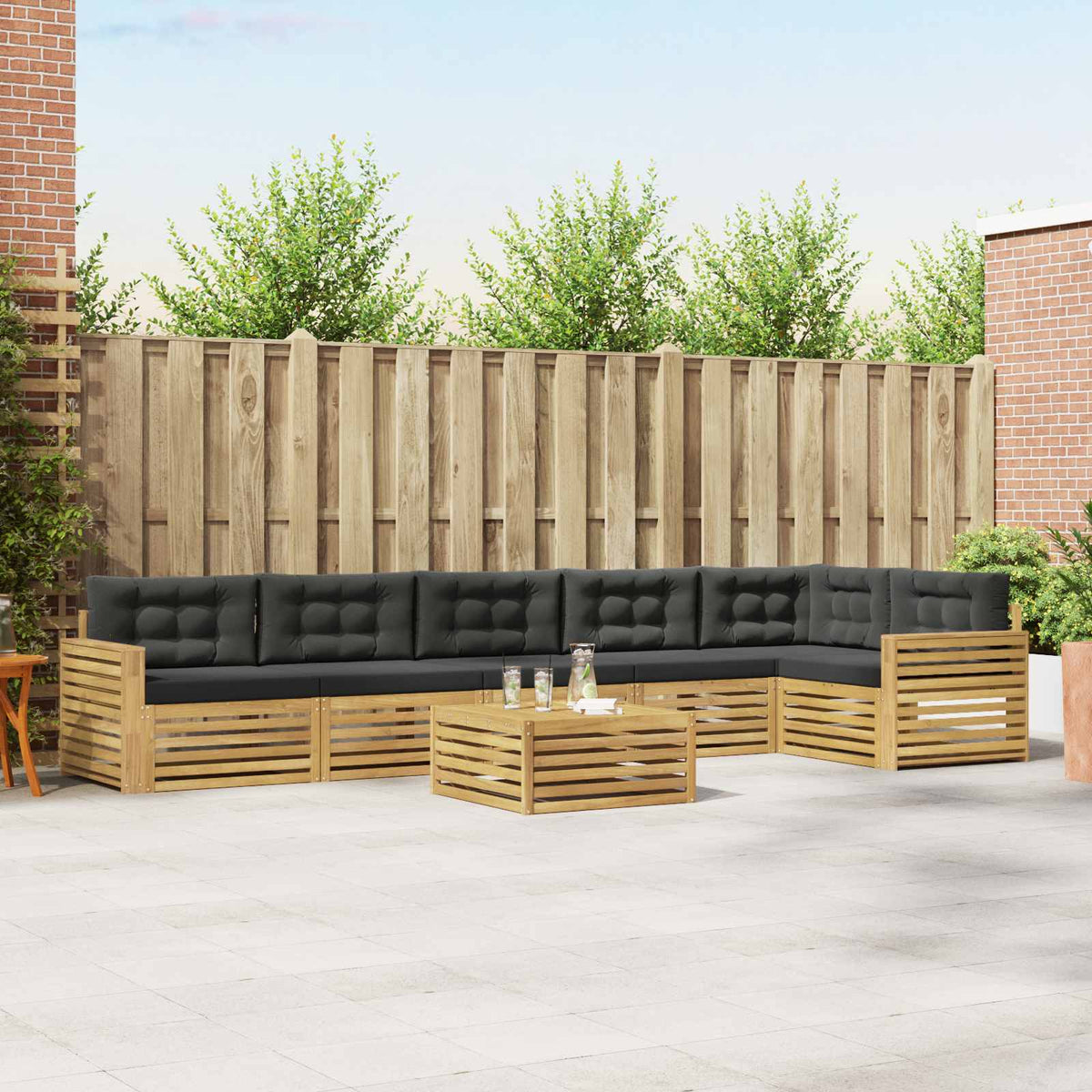Buiten bankenset 7 pcs Wit en antracietkleurig 79 x 79 x 37 cm is nu te koop bij PeponiXL, paradijselijk wonen!