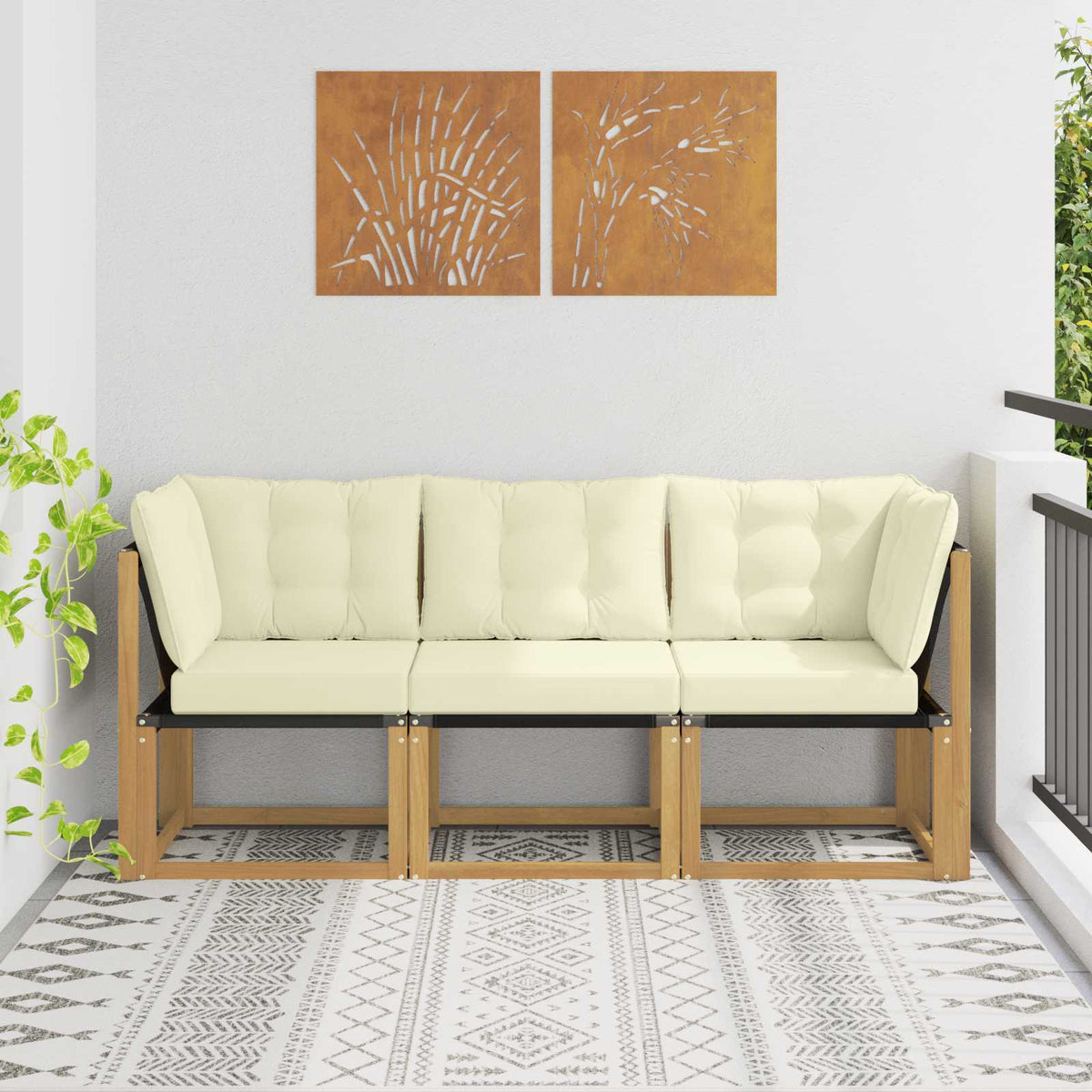 Outdoor Midden- en Hoeksalon met kussen 3 Stuk Wit is nu te koop bij PeponiXL, paradijselijk wonen!