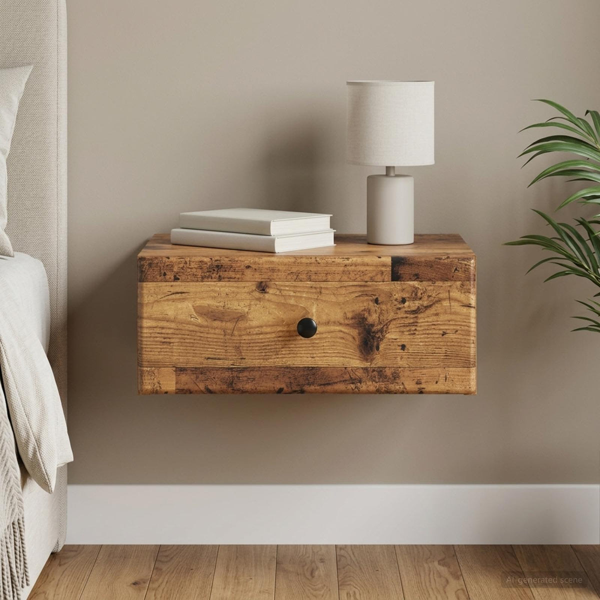 Wandbeugel Bedkast Oud hout 49 x 34,5 x 20 cm Bewerkt hout is nu te koop bij PeponiXL, paradijselijk wonen!