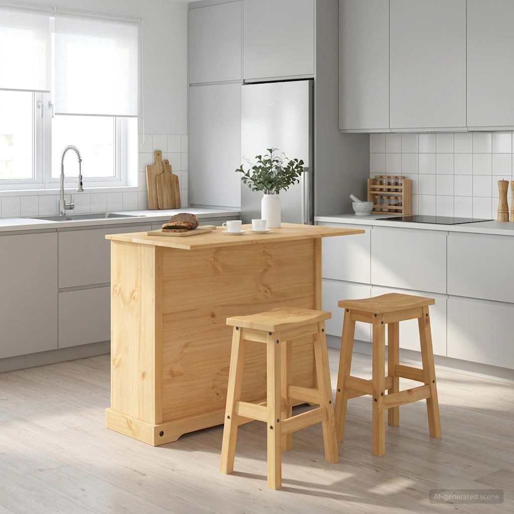 Keuken Eiland Set met lade 3 pcs Honing Wax Massief dennenhout is nu te koop bij PeponiXL, paradijselijk wonen!