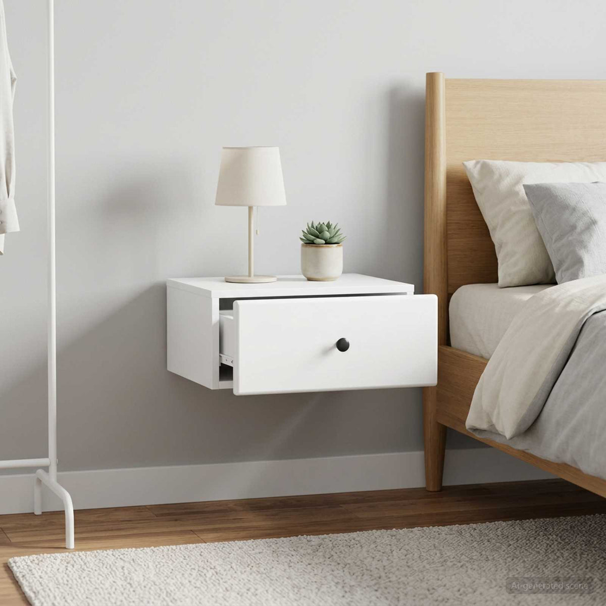 Wandbeugel Bedkast 2 pcs Wit 49 x 34,5 x 20 cm Bewerkt hout is nu te koop bij PeponiXL, paradijselijk wonen!