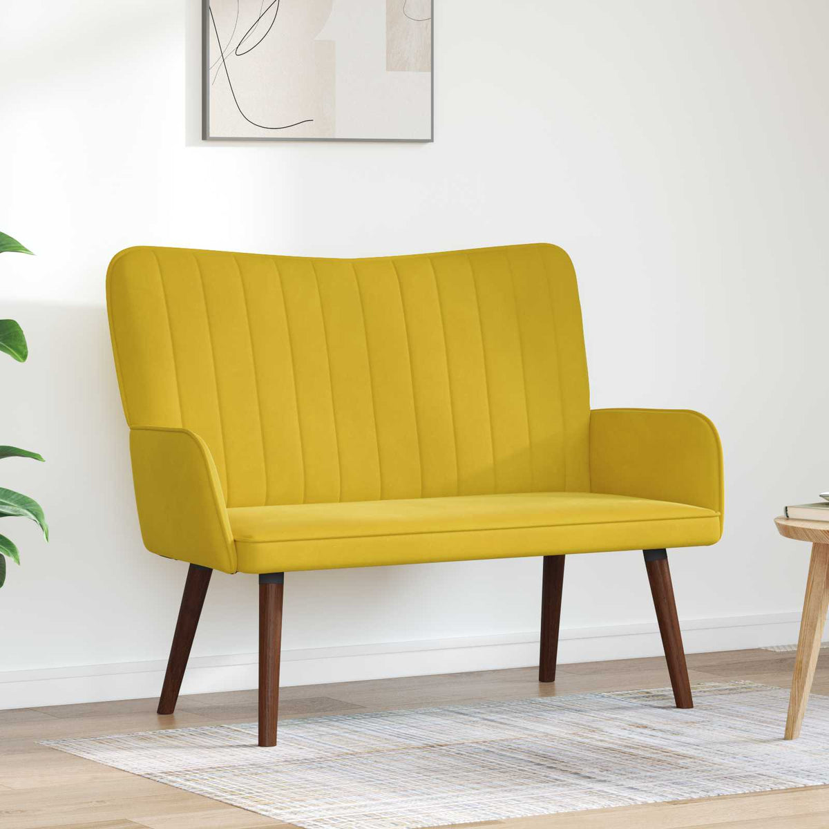 Twee Persoons Sofa Geel 115 x 61 x 87 cm Fluweel is nu te koop bij PeponiXL, paradijselijk wonen!