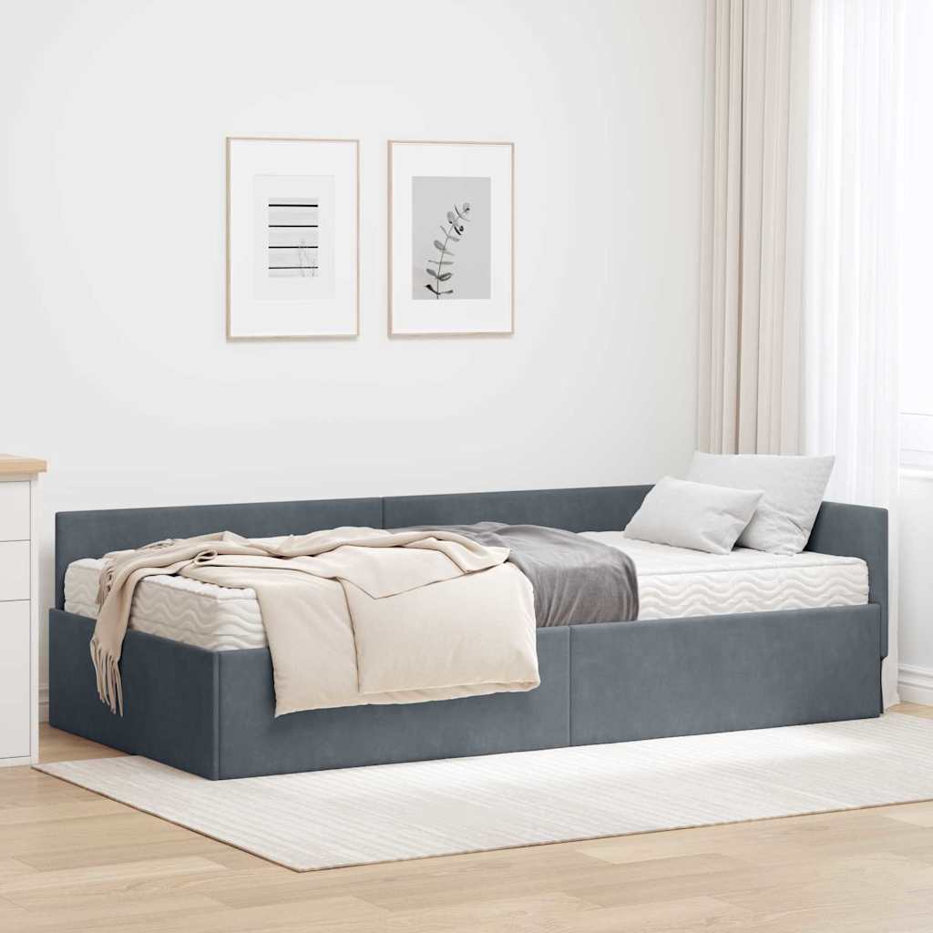 Hoekbedframe met Matras Anders 2 pcs Grijs Fluweel is nu te koop bij PeponiXL, paradijselijk wonen!