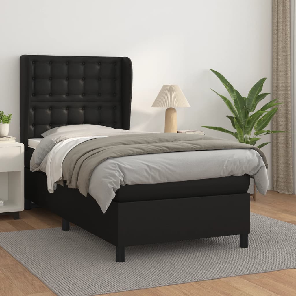 Boxspring met matras kunstleer zwart 80x200 cm is nu te koop bij PeponiXL, paradijselijk wonen!