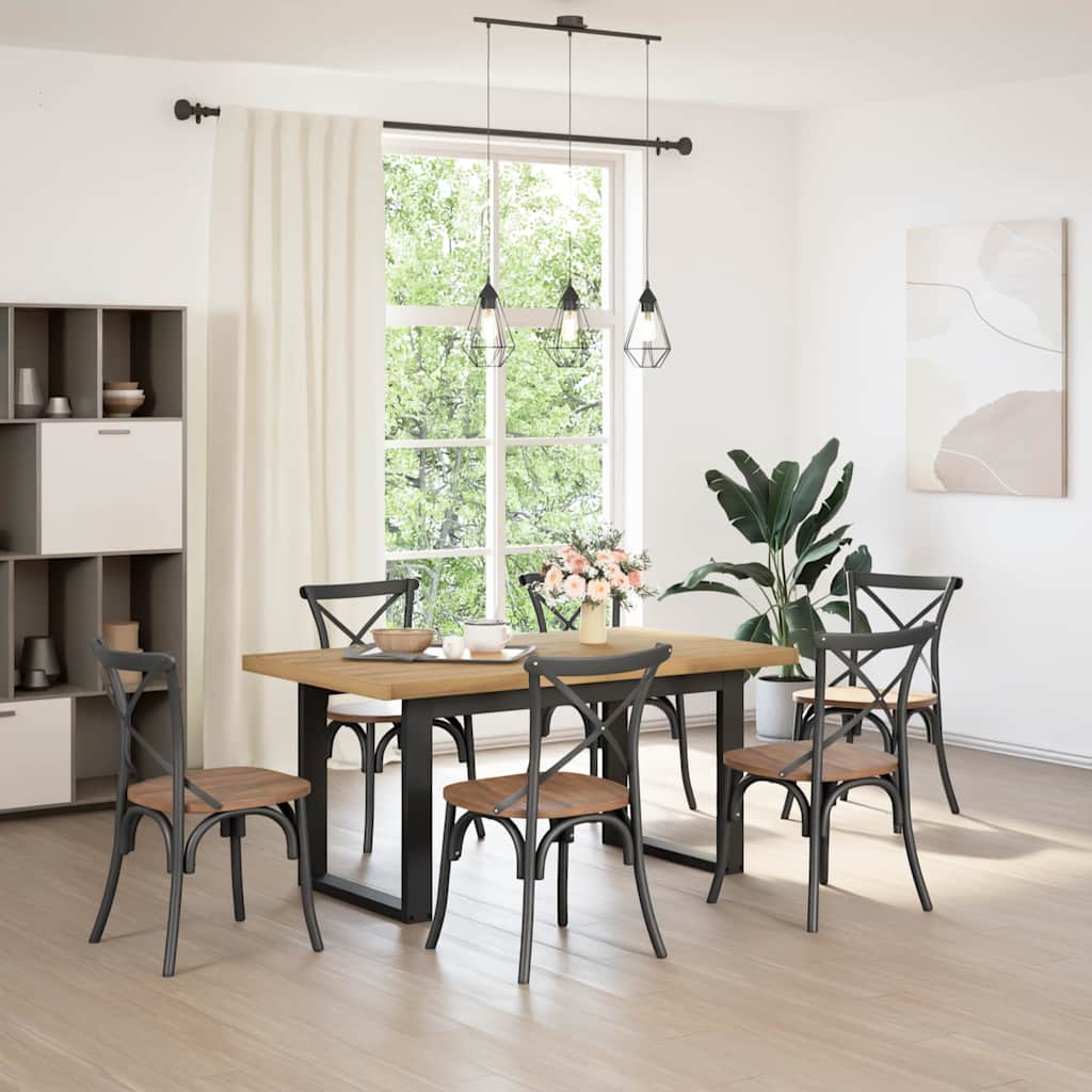 Eettafel NOAIN U-vormige poten 160x90x75 cm massief hout is nu te koop bij PeponiXL, paradijselijk wonen!