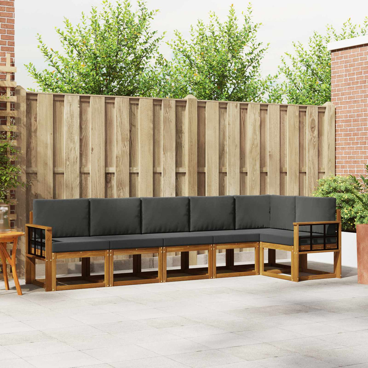 Buiten bankenset met kussen 6 pcs Natuurlijk en Antraciet is nu te koop bij PeponiXL, paradijselijk wonen!