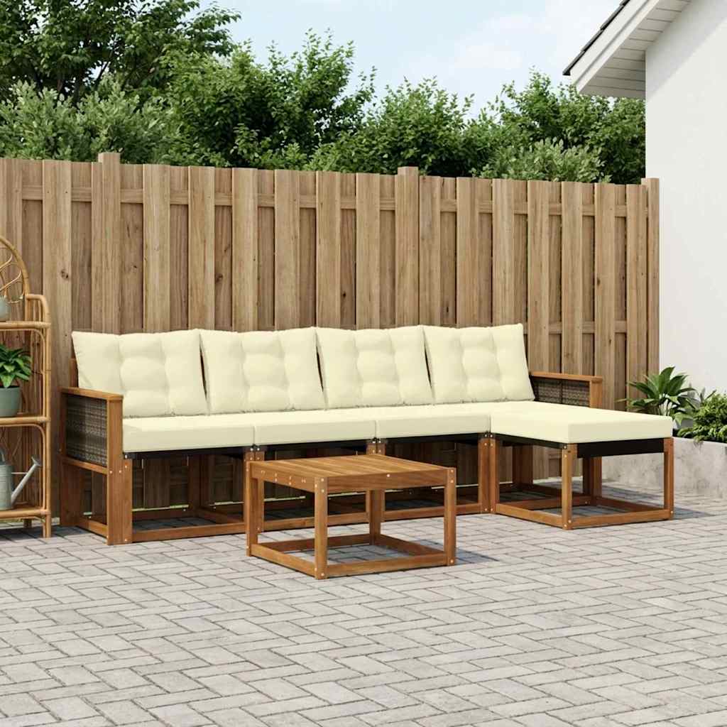 Buiten bankenset met kussen 6 pcs Natuurlijk en Crème is nu te koop bij PeponiXL, paradijselijk wonen!