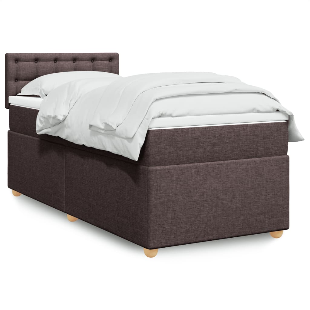 Boxspring met matras stof donkerbruin 90x190 cm is nu te koop bij PeponiXL, paradijselijk wonen!