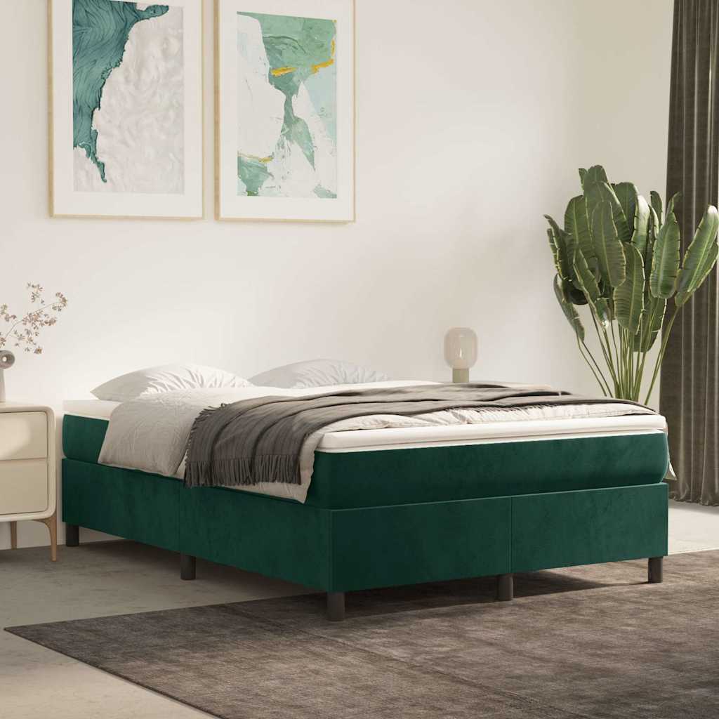 Boxspring met matras fluweel donkergroen 140x190 cm is nu te koop bij PeponiXL, paradijselijk wonen!