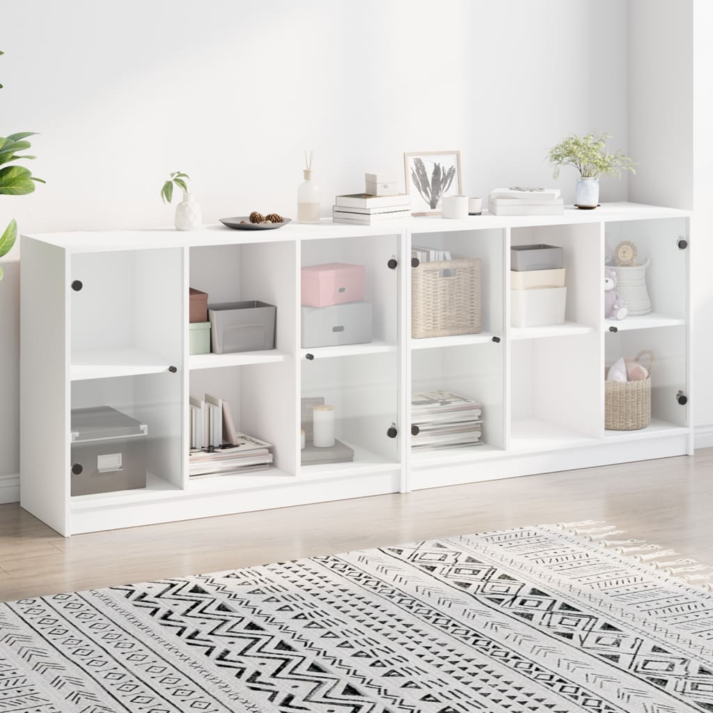 Boekenkast met deuren 204x37x75 cm bewerkt hout wit is nu te koop bij PeponiXL, paradijselijk wonen!
