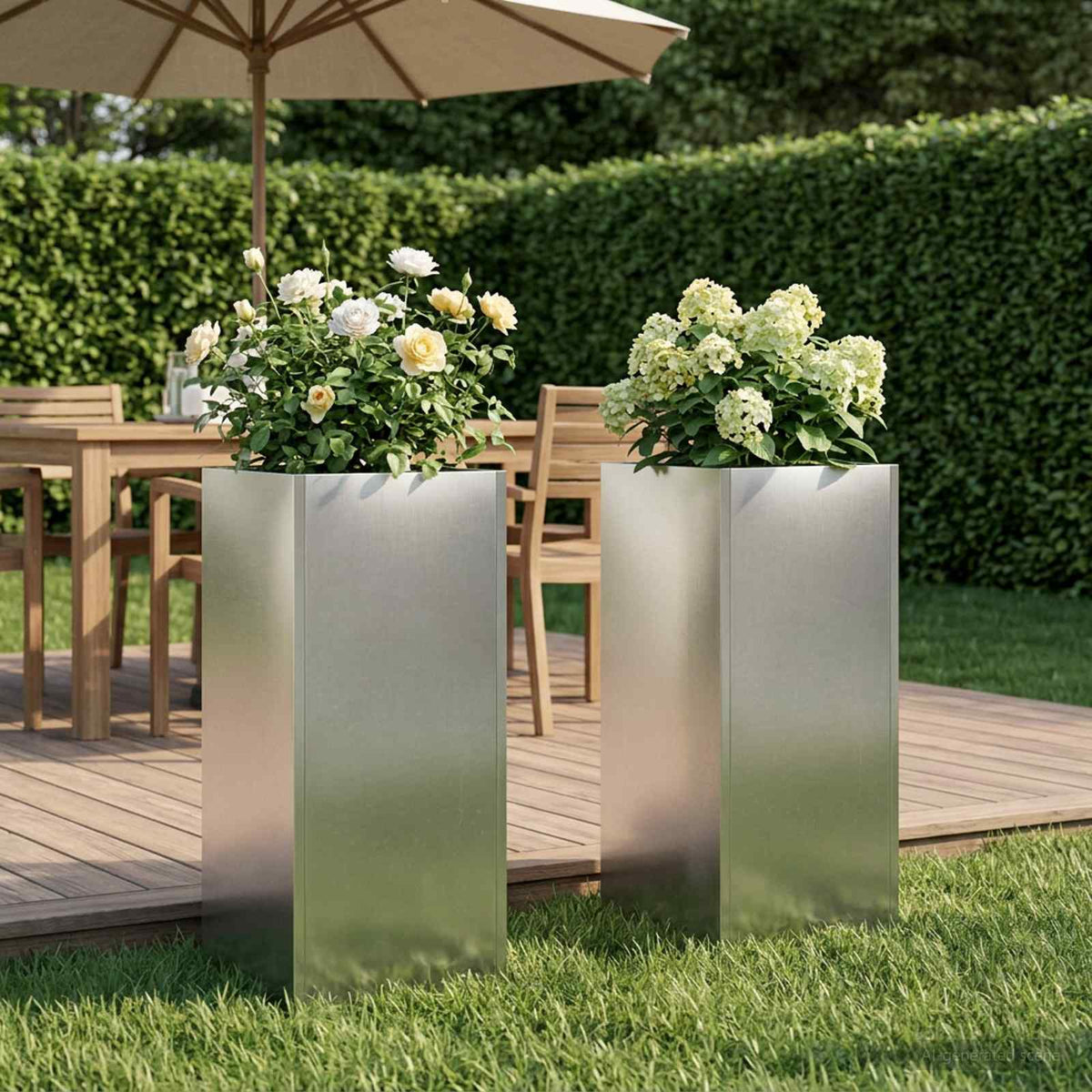 Plantenbak 2 st zilver 20 x 20 x 50 cm Roestvrij staal is nu te koop bij PeponiXL, paradijselijk wonen!