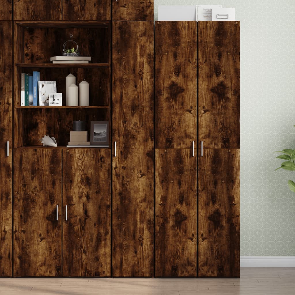 Hoge kast 30x42,5x185 cm bewerkt hout gerookt eikenkleurig is nu te koop bij PeponiXL, paradijselijk wonen!